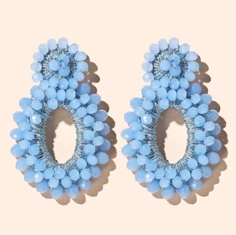 New Blue Beaded Drop Earrings
